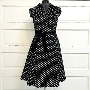 ModCloth Soda Fountain black dot dress - Large